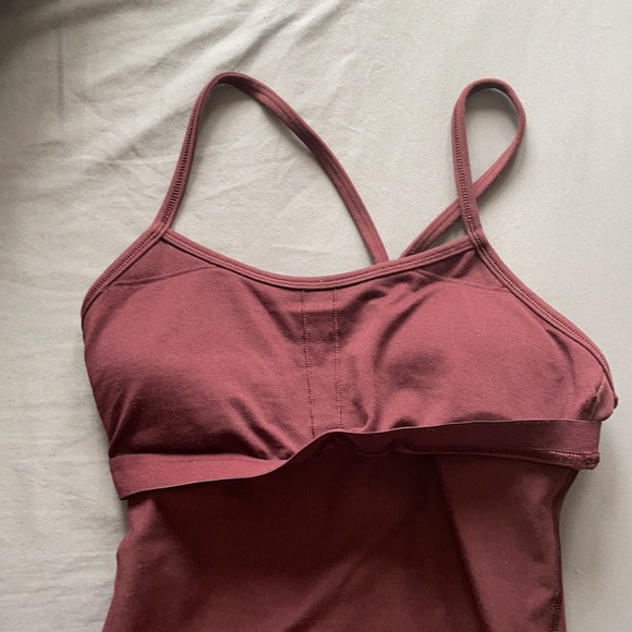 Lululemon Power Y Tank Maroon Camo Slim Fit Racer Back Long Build In Bra Top - Picture 10 of 14